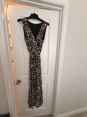 INC International Concepts Leopard Print Sleeveless Maxi Dress - Beige & Black